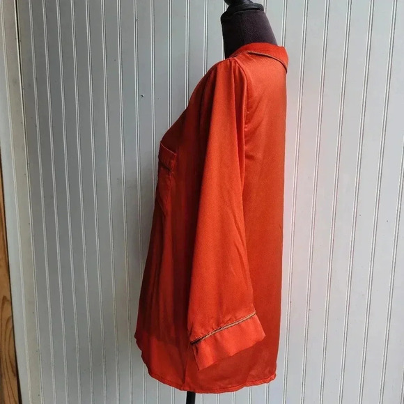 MINAA MONROE 2PC Orange Beige Button Shirt Pants Womens SET Lighweight XL - Picture 7 of 16